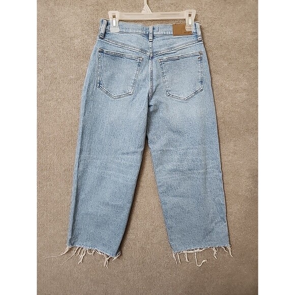 Madewell The Perfect Vintage Wide-Leg Crop Jeans Womens 27 Petite Blue Raw Hem - Picture 5 of 10